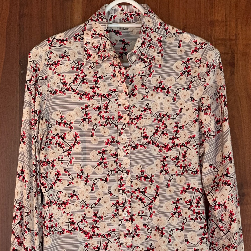 NWOT Tucker Slim Fit Button Up Blouse, Silk
